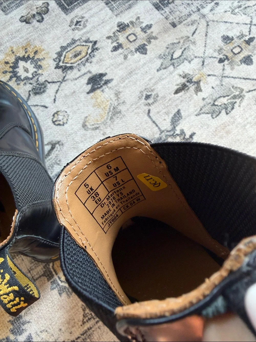 Dr. Martens Black Chelsea Ankle Boots with Yellow Stitching